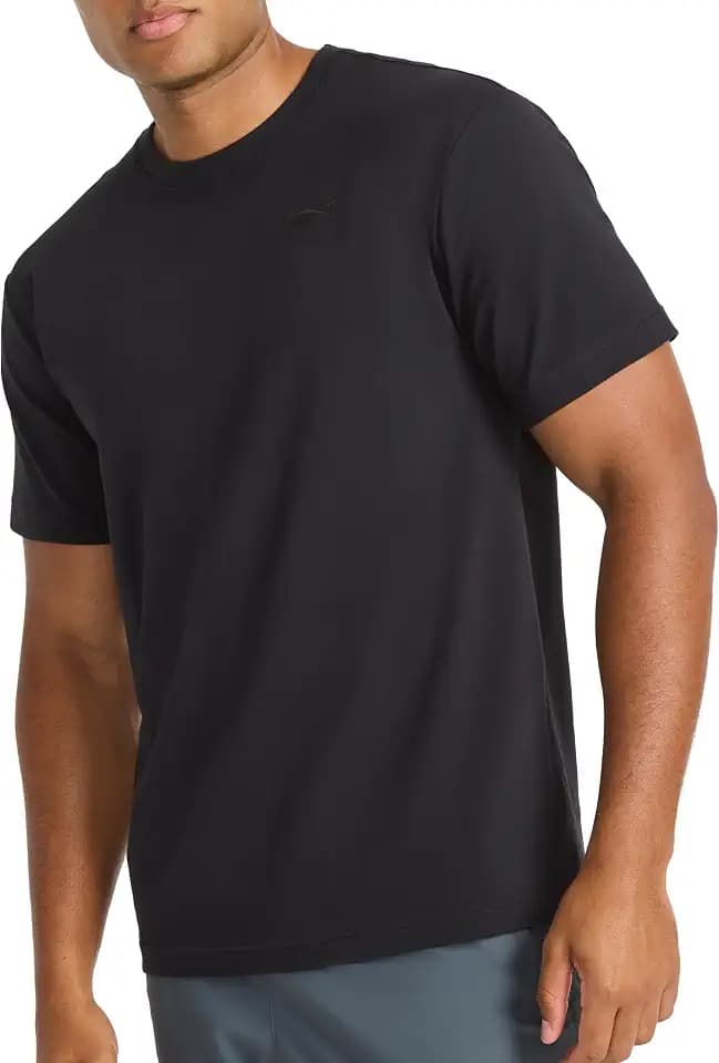 Reebok Men's Short Sleeve Crewneck Embroidered T-Shirt, Standard Fit, Lightweight Stretch Cotton Fabric
