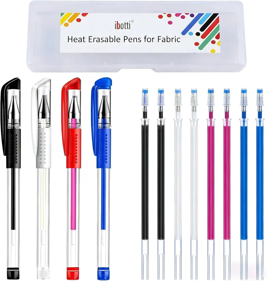 ibotti 4‑Color Heat Erasable Fabric Marking Pens with 8 Free Refills