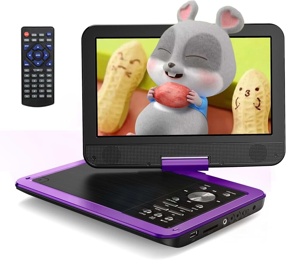 Yoton 12,5" Tragbarer DVD-Player Mit 10,5" HD-Schwenkbildschirm Für Das Auto, Mit Autoladegerät, Memory-Playback-Funktion, Unterstützt 4-6 Stunden Wiedergabe [Blu-ray Nicht Unterstützt]