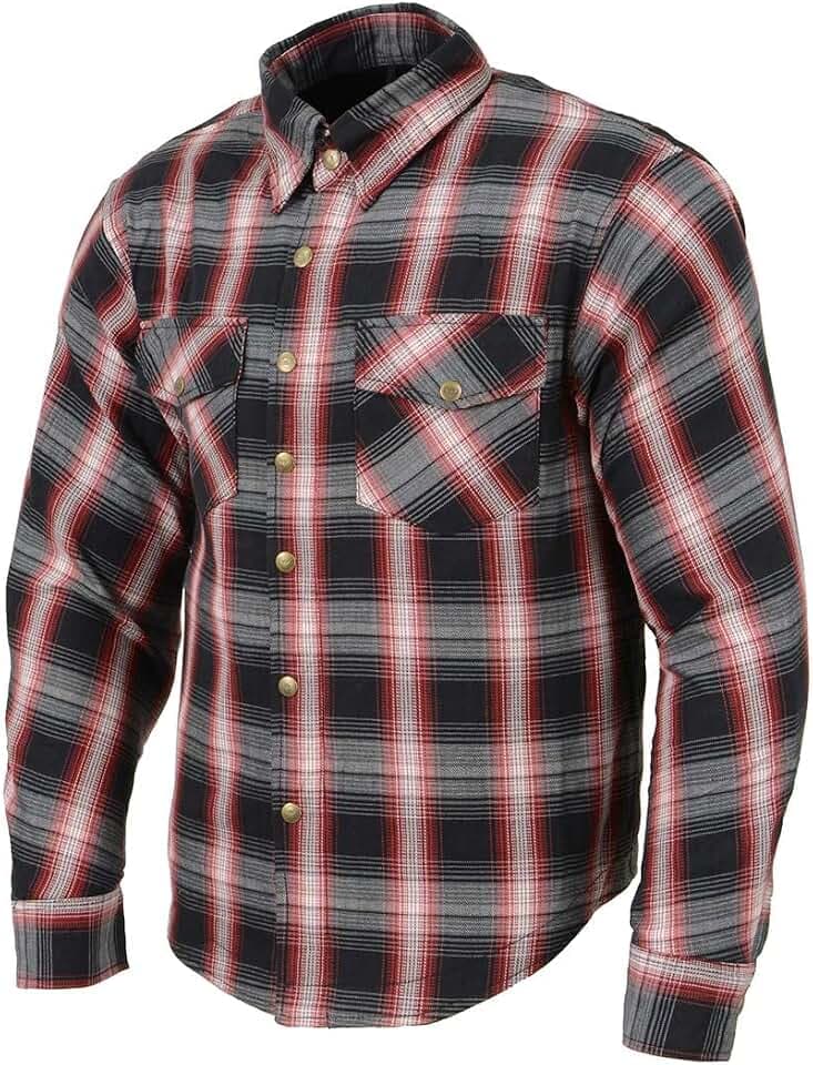 Milwaukee Leather Men's Plaid Riding Flannel Shirt with CE Armor