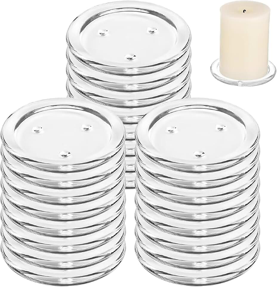 JMIATRY 24 Stück Kerzenuntersetzer Glas, 10cm Kerzenteller für Dekorationen, Hochzeiten, Partys, Heimdekoration, Tischdekor, Geschenke