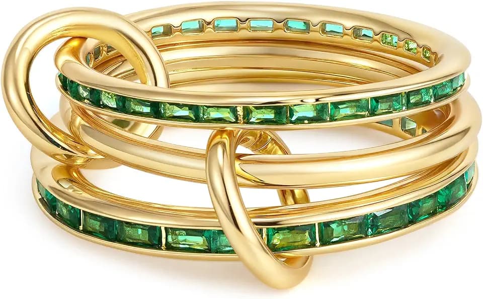 SLOONG 18K Gold Plated Stackable Rings for Women Non Tarnish #6-10