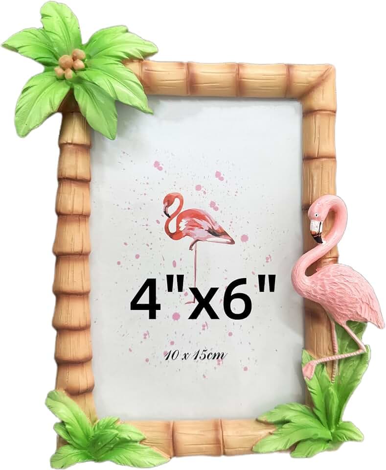 4X6 Flamingo Resin Picture Frame Palm Tree Tabtop Wall Decor