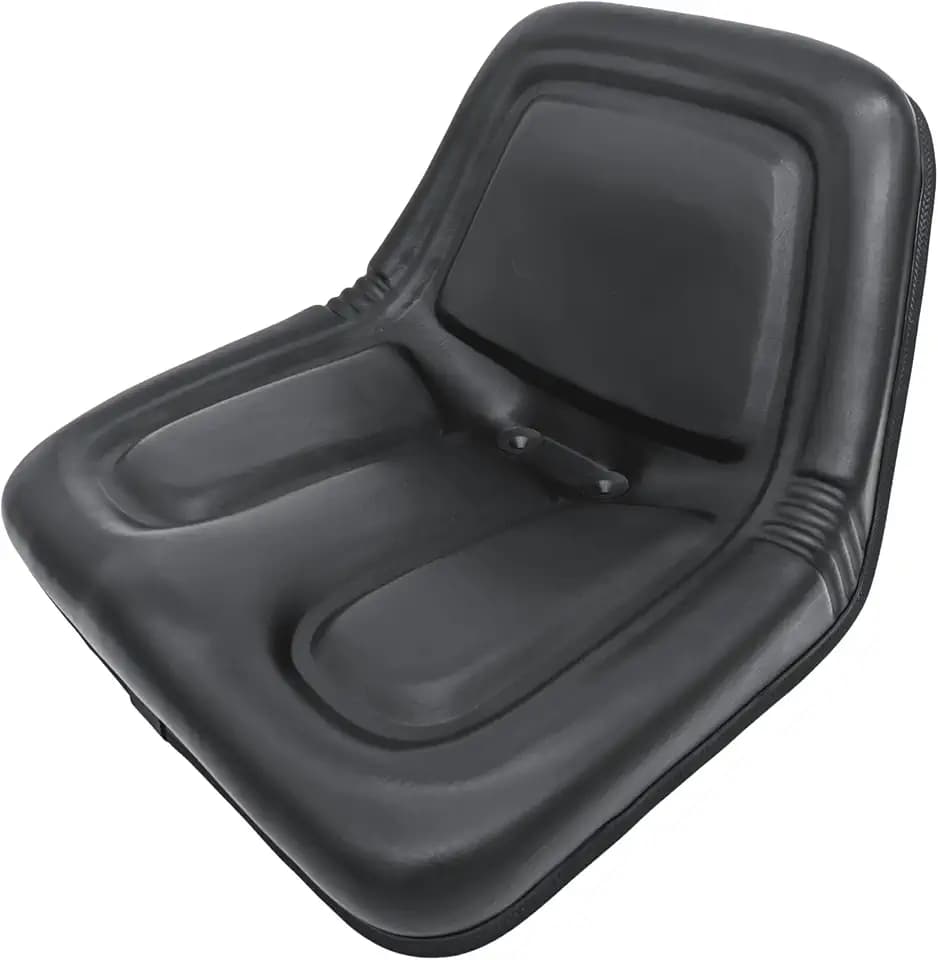 Steel Pan Lawn Mower, Tractor & Equipment Seat – 1 YEAR WARRANTY – Mid-Back Black Vinyl, Drain Holes – Fits Cub Cadet, Craftsman, Husqvarna, Toro, MTD, Snapper, Murray, Bad Boy