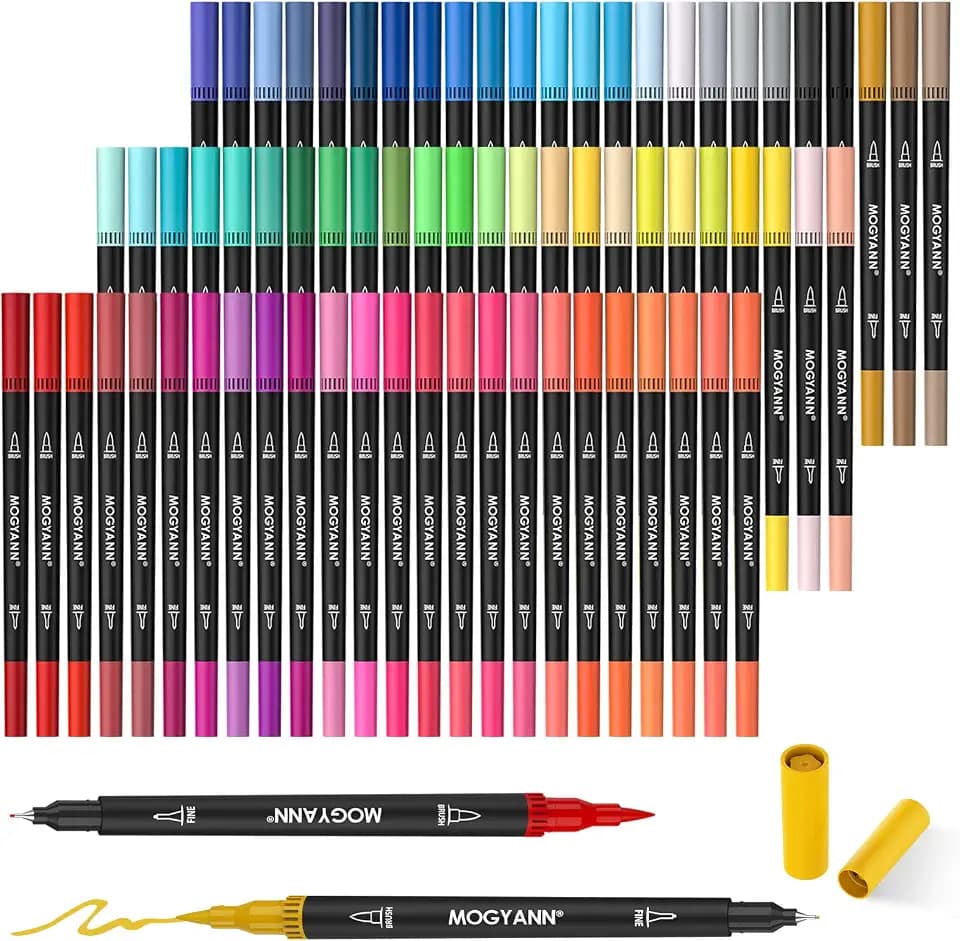 Markers for Adult Coloring - 72 Dual Tip Brush Pens for Books