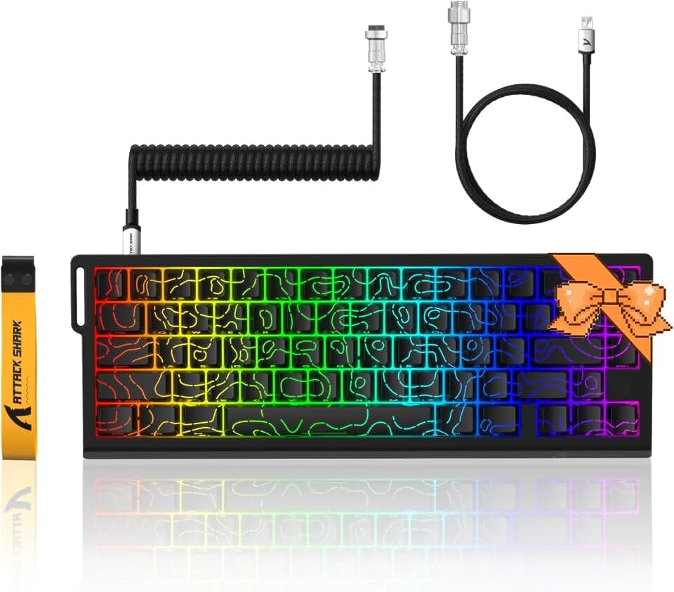 ATTACK SHARK X68 HE 60% kabelgebundene Gaming-Tastatur, schneller Auslöser, Betätigungspunkt verstellbar, Magnetschalter, 8K Polling-Rate, PBT-Tastenkappen für Win/Mac, mechanische RGB-Tastatur mit