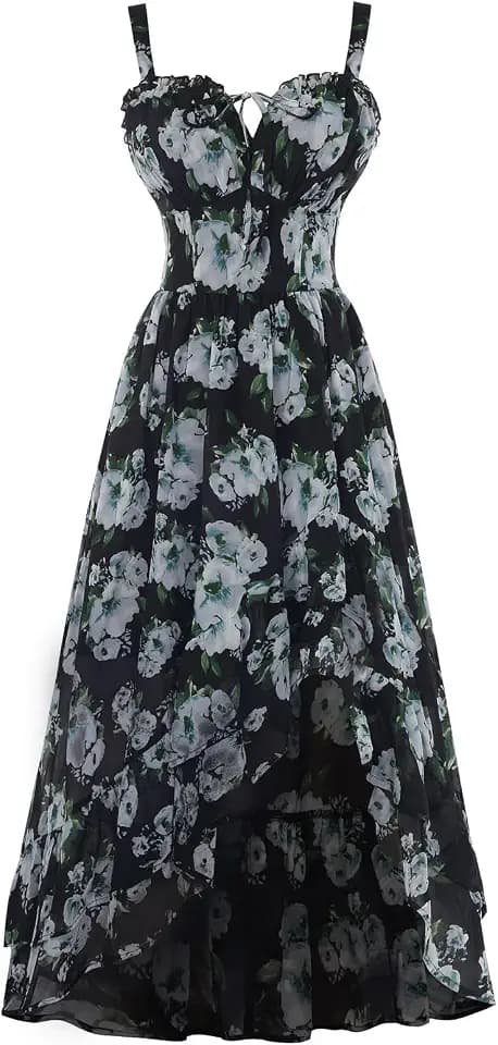 Scarlet Darkness Corset Dress for Women, High Low Milkmaid Dress
