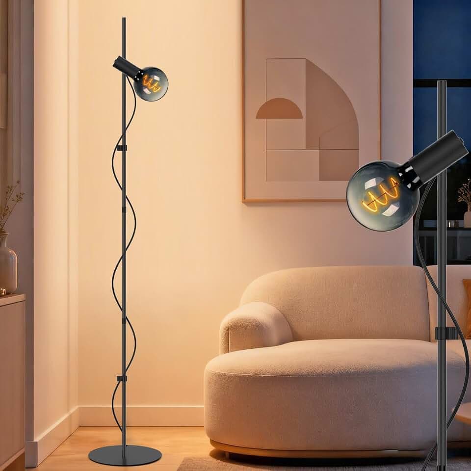 Modern Mid Century Vintage Metal Tall Standing Corner Floor Lamp