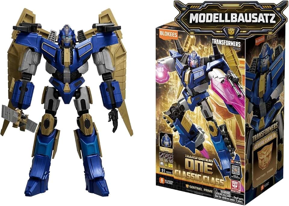BLOKEES – Transformers Sentinel Prime 14, Modellset für Kinder ab 12 Jahren, 12,7 cm Roboter mit Lichtfunktion, bewegliche Elemente, Stecksystem ohne Kleber, Zubehör und Standfuß, Sammelmodell
