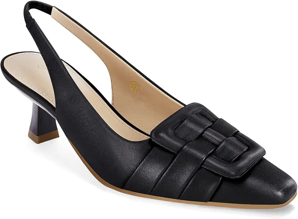 Womens Sling Back Kitten Heels Low Dress Shoes Slingback Pumps Pointed Closed Toe Comfortable Party Office Sandals