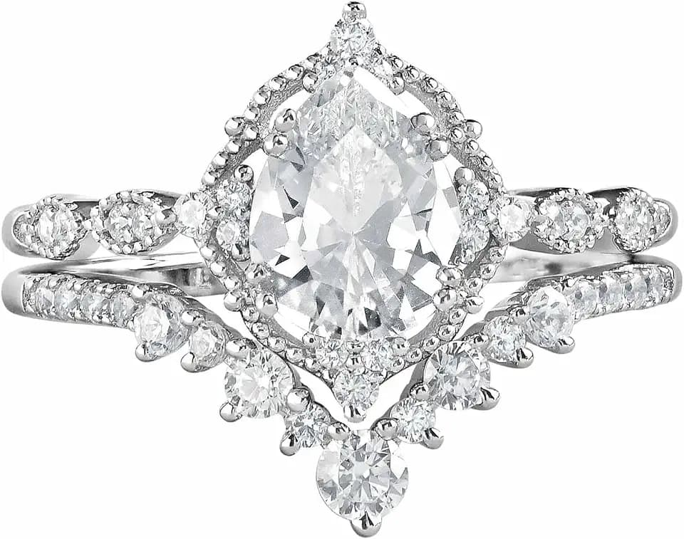 Newshe Jewellery Moissanite Wedding Rings for Women 925 Sterling Silver