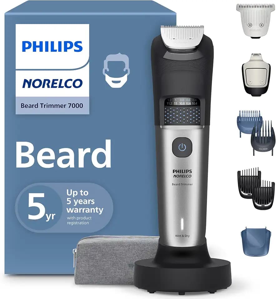 Norelco Philips Beard Trimmer 7000, 40 Length Dial, T-Blade, Graphite