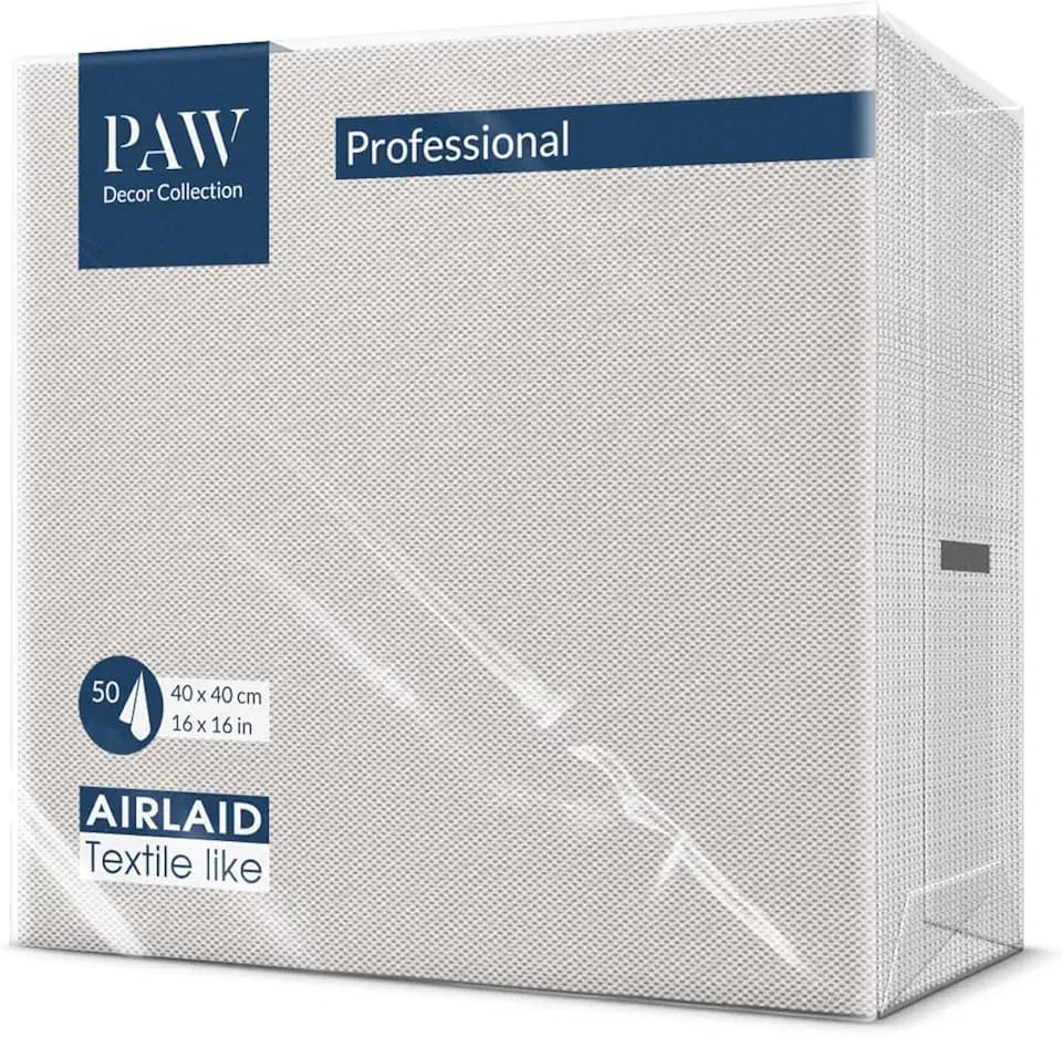 PAW Stoffähnliche Servietten 40 x 40 cm, 50 Stück - Stoffdesign Beige