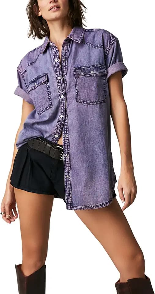 Free People The Short of It Denim Orchid Overdye XS (Women's 0-2)