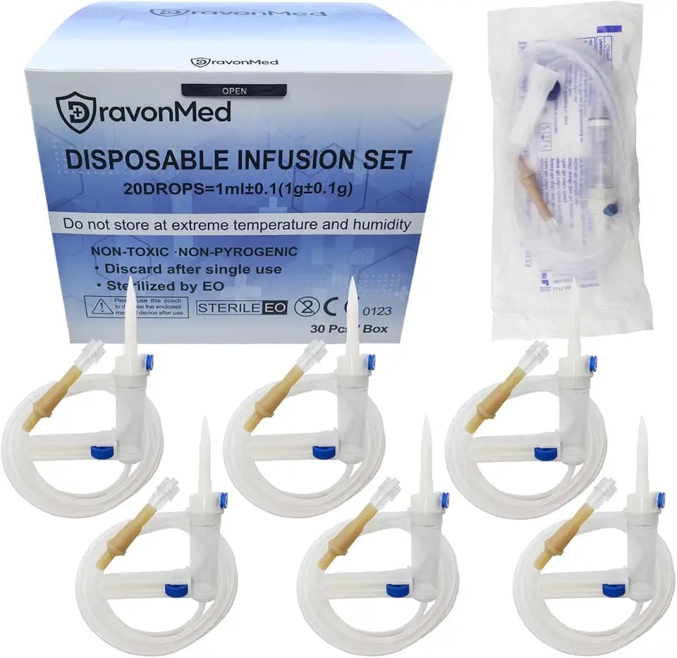 30pcs IV Extension Set, IV Tubing,60’’,Sterile Individual Packaging for Lab and Veterinary (Screw Mouth)