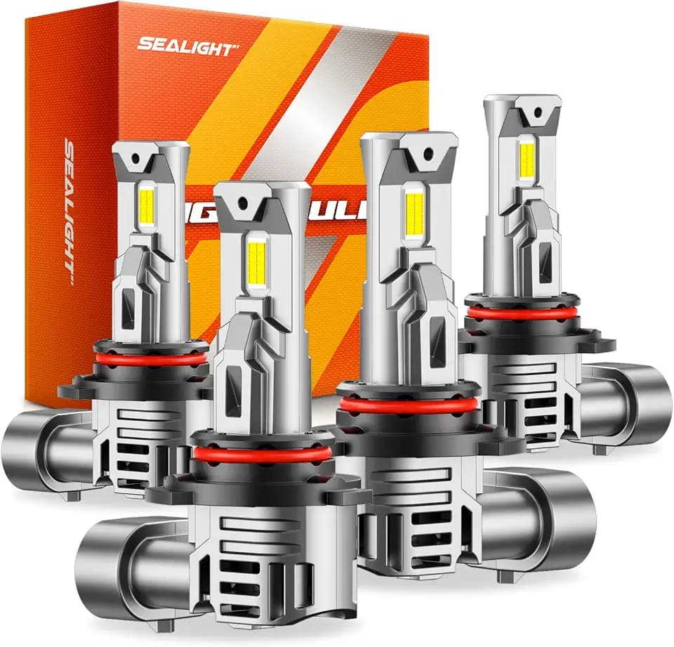 SEALIGHT S1 Pro 9005 9006 LED Bulbs Combo, 100000LM Super Bright 6500K Cool White, 1:1 OEM Size, 70000Hrs Lifespan with Cooling Fan, Plug-N-Play Pack of 4