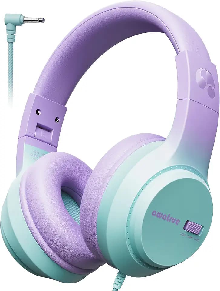 awatrue Kids Headphones for School, 74‑85‑94dB, 3.5mm Jack, HK07