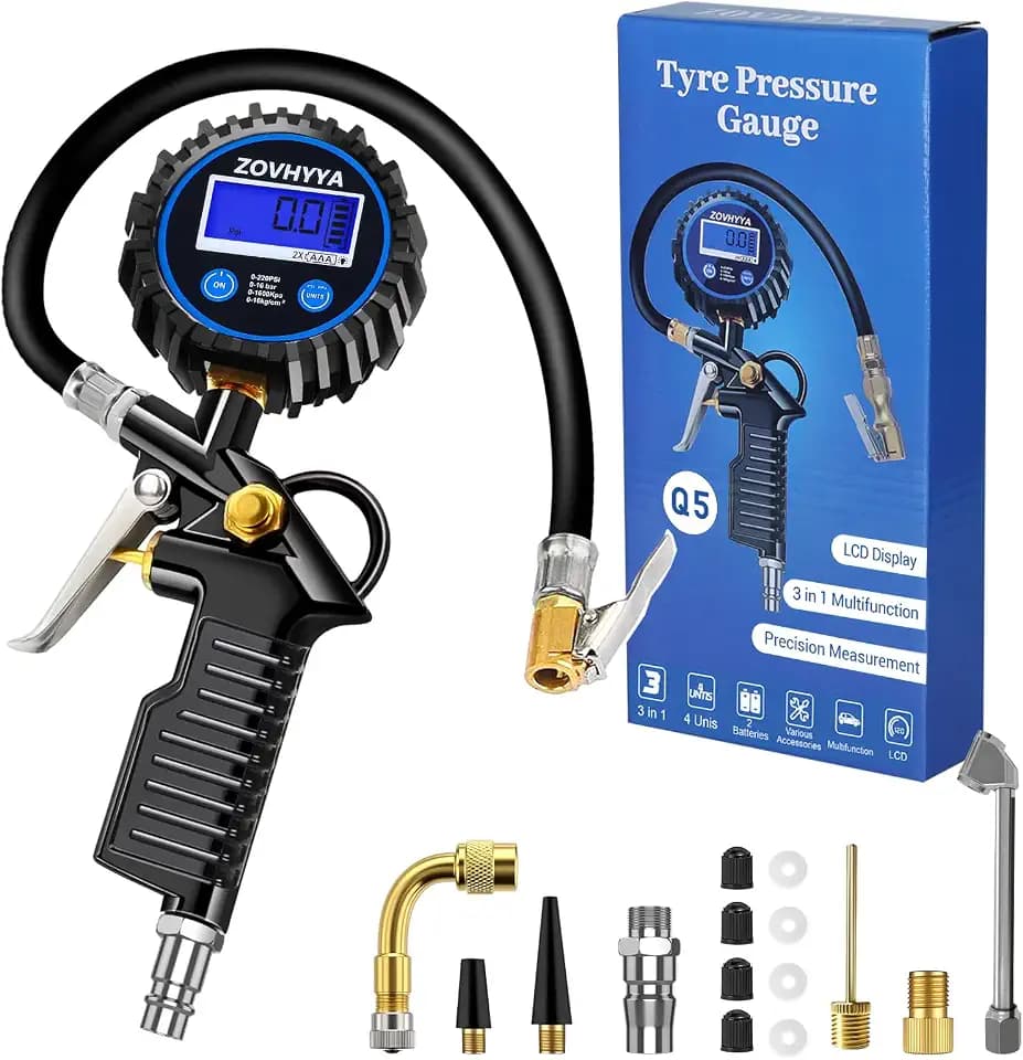 Reifenfüller Digital 220 PSI, Reifendruckprüfer mit 22 Zubehör