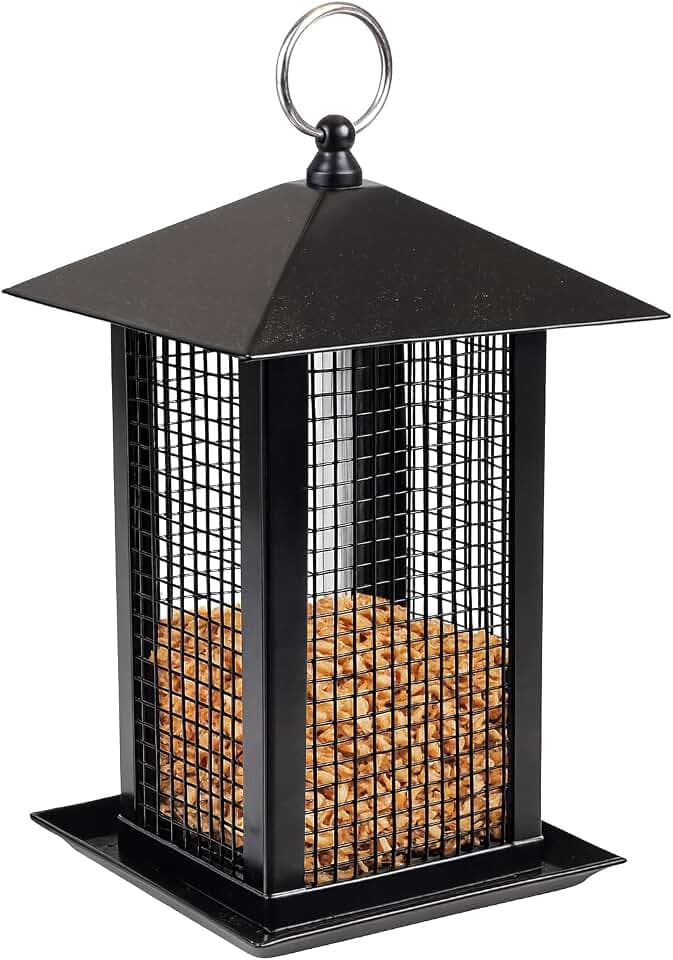 Vogelfutterspender – Hilma Schwarz – 22 cm – Für Erdnüsse – Metall & Draht – Verteilblock – Flamingo