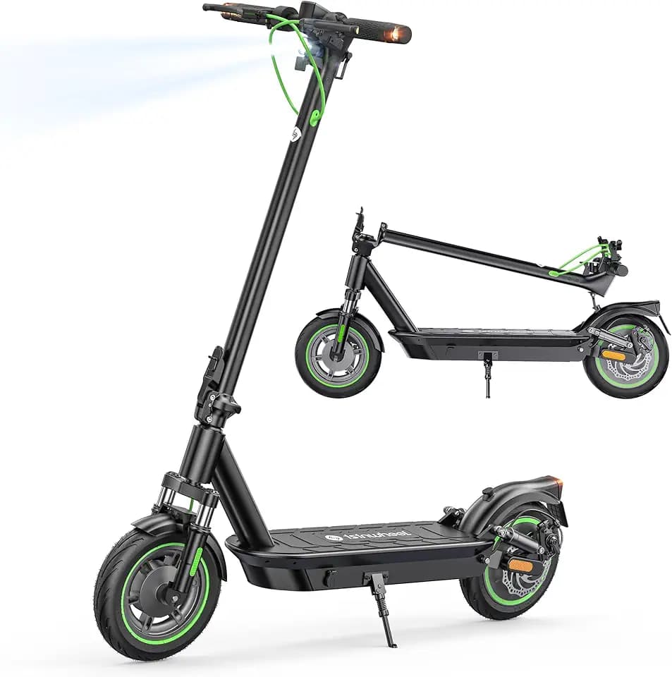 isinwheel S10Plus E Scooter mit ABE Straßenzulassung, 500W Motor, 15Ah Akku bis 60km Reichweite, 10 Zoll Reifen Elektroscooter, Verstärkte Dämpfung, Blinker, APP & LED-Display