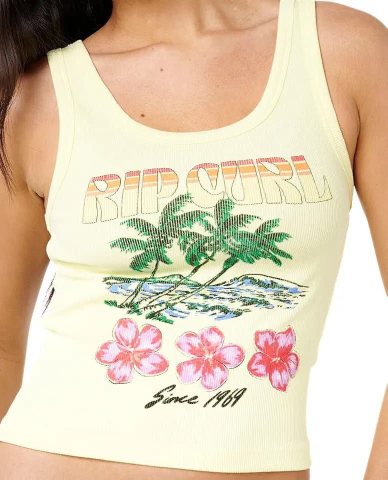 Rip Curl Women's Ribbed Cropped Tank Top – Sleeveless Fitted Tee