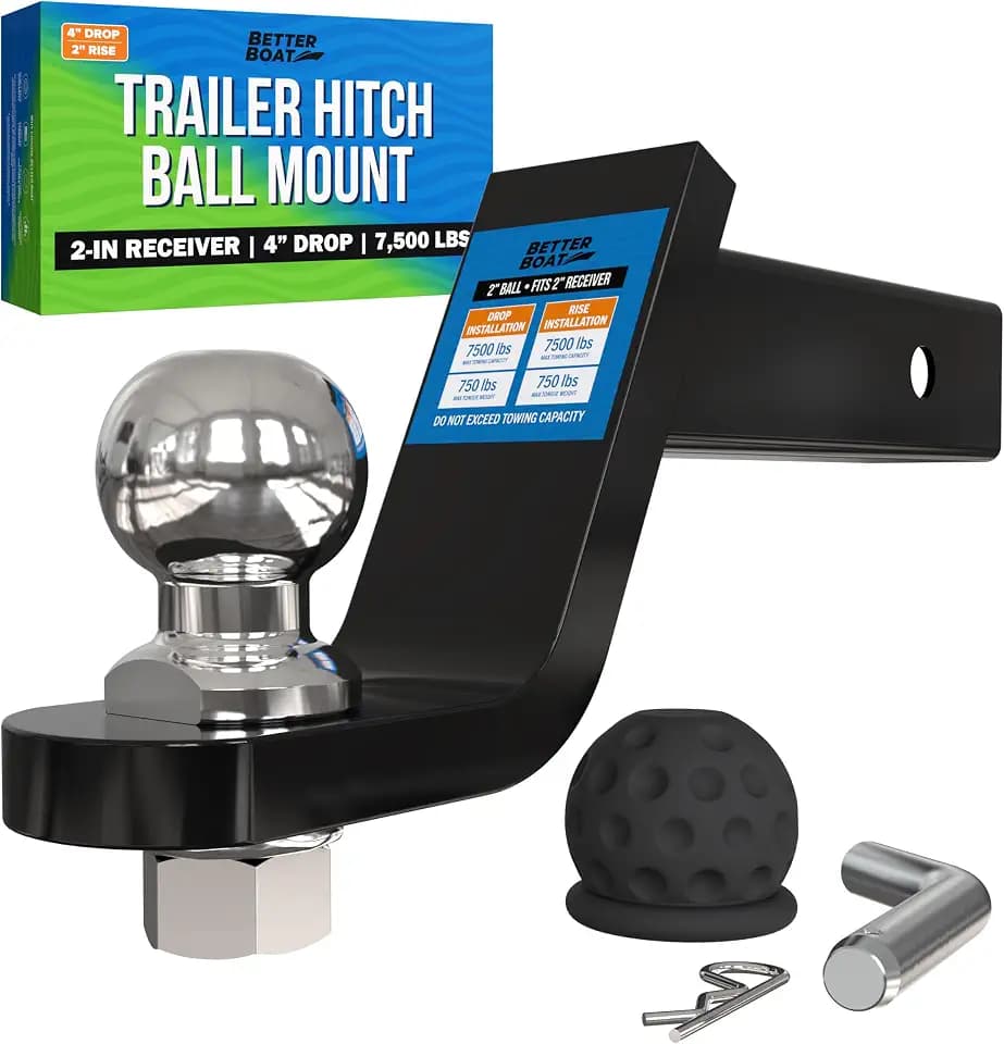 2 Inch Ball Hitch Mount Kit with Trailer Ball, Pin and Cover, Fits 2 Inch