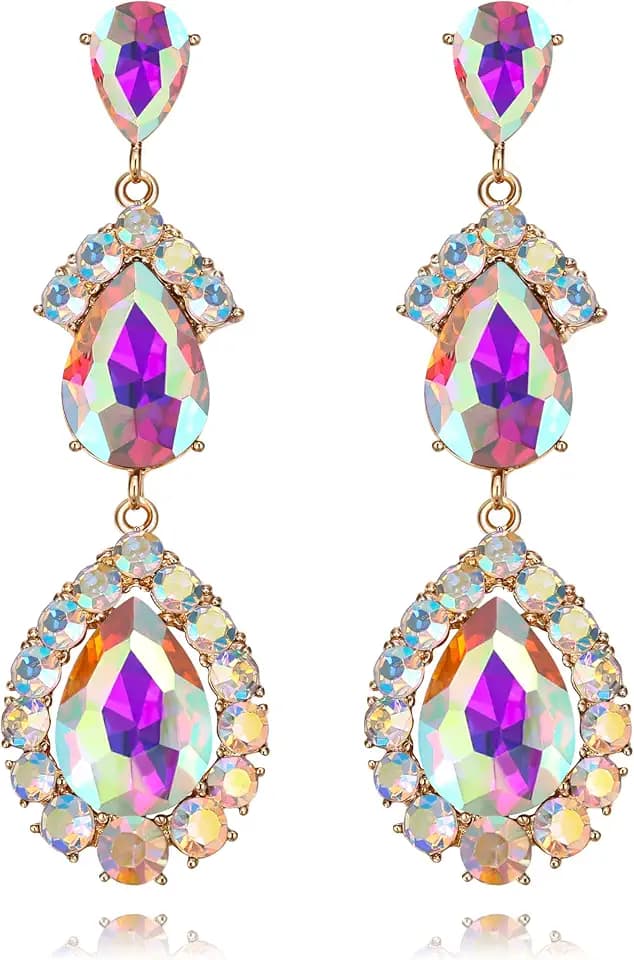 EVER FAITH Kristall Tropfenohrringe für Damen Vintage Art Déco Stil funkelnde Strass Halo Ohrringe Schmuck für Damen Hochzeit Party Klar versilbert