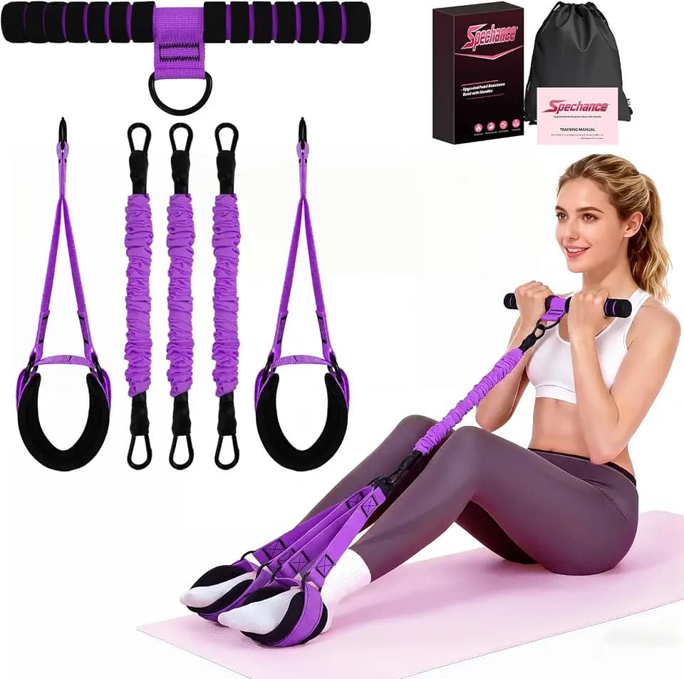Pedal Resistance Band with Handle, Adjustable Multifunction Exercise Bands