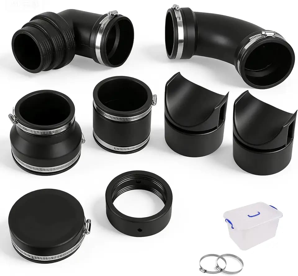 RV and Camper Sewer Waste Plumbing Connection System Kit Compatible with 3" PVC Pipe, With Slip Fit Coupling Adapter And Pipe Stands, RV Sewer Hose Fittings RV Sewer Adapter (8PCS)