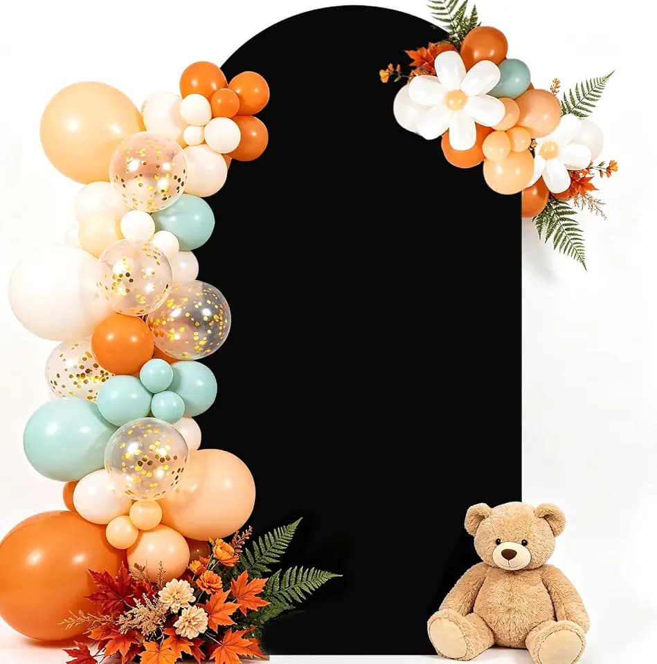7.2FT Wedding Arch Cover Black Arch Backdrop Cover Double-Sided Spandex Stretchy Backdrop Stand Cover for Birthday Party Baby Shower Photo Booth Ceremony Decoration