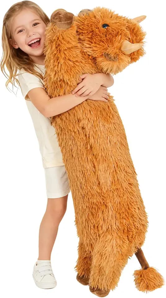 Highland Cow Stuffed Animal, Highland Cow Plush Long Body Pillow
