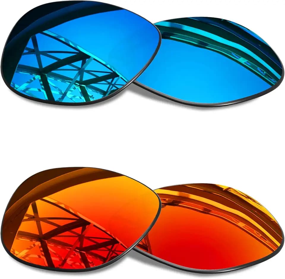 Ice Blue & Fire Red Replacement Lenses for Ray-Ban Meta Wayfarer RW4008 & Gen 2 RW4012 (53mm) Smart Glasses, Transition, UV Protection