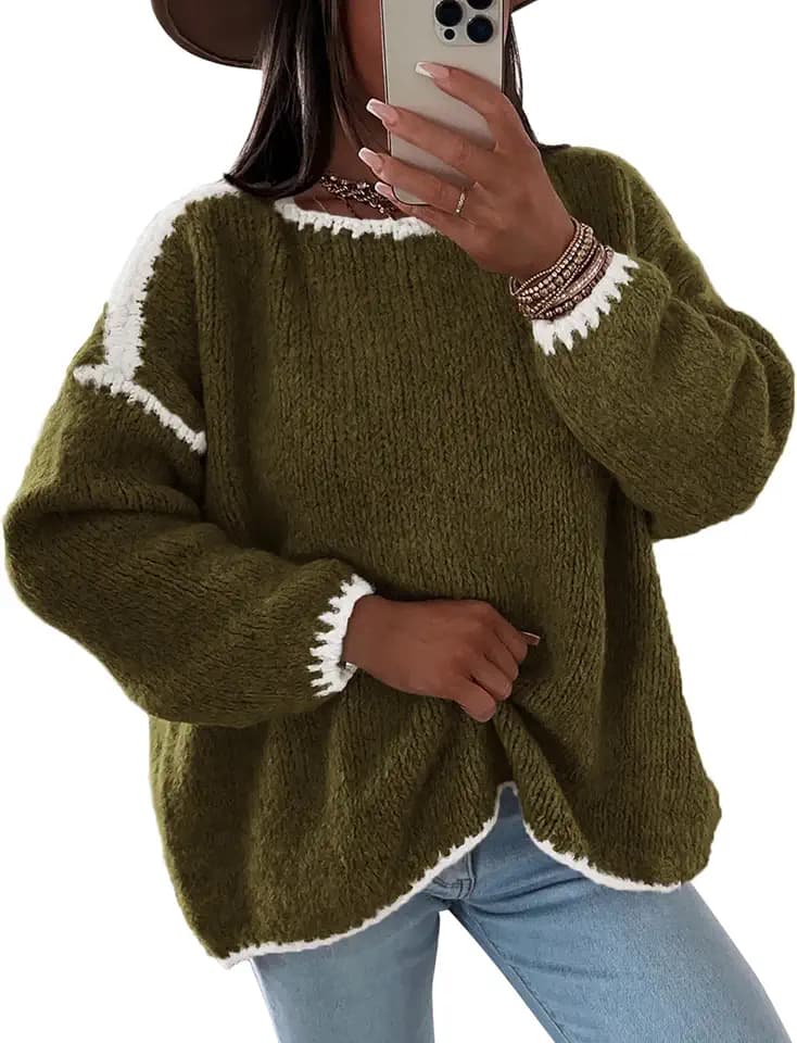 KIRUNDO Womens Sweaters 2026 Fall Oversized Chunky Knit