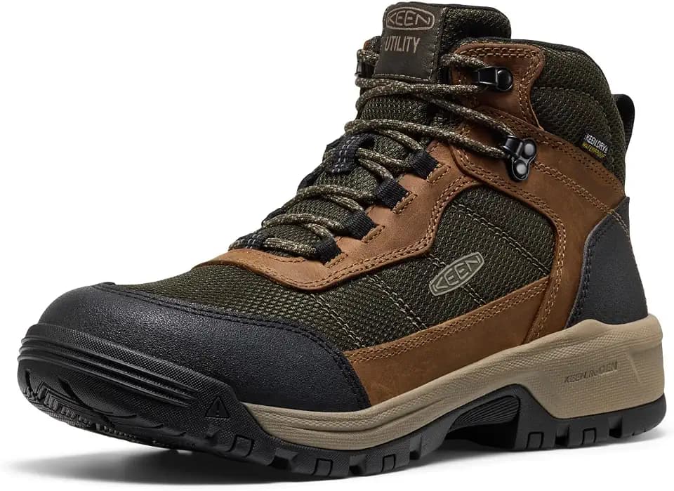 KEEN Utility Men's Skokie Hiker Style Mid Height Soft Toe 90 Degree Waterproof Work Boots