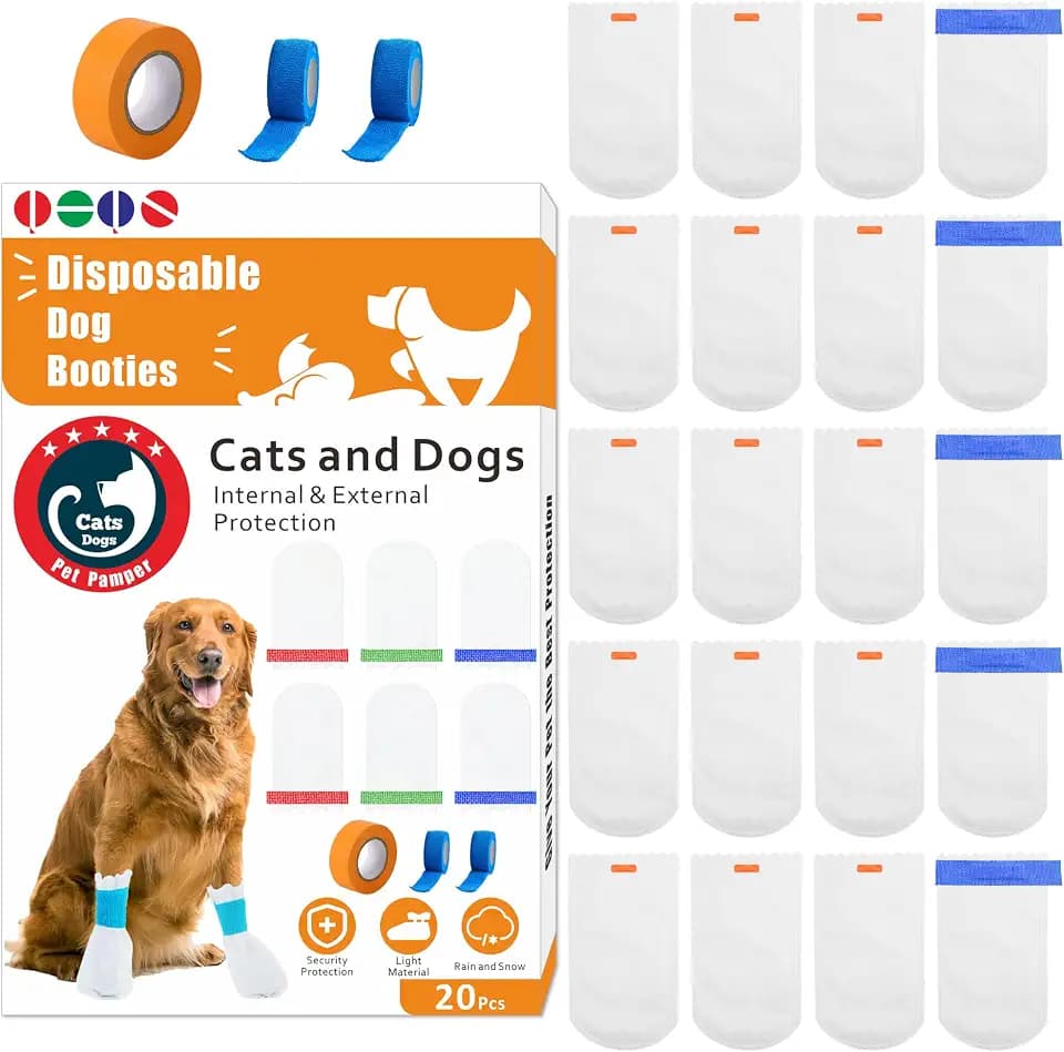 20Pcs Disposable Dog Booties | Dog Boots & Paw Protectors | Quickly Open The Disposable Dog Shoes | Waterproof Dogs Boots | Dogs Socks to Prevent Licking Paws (S -20Pcs)