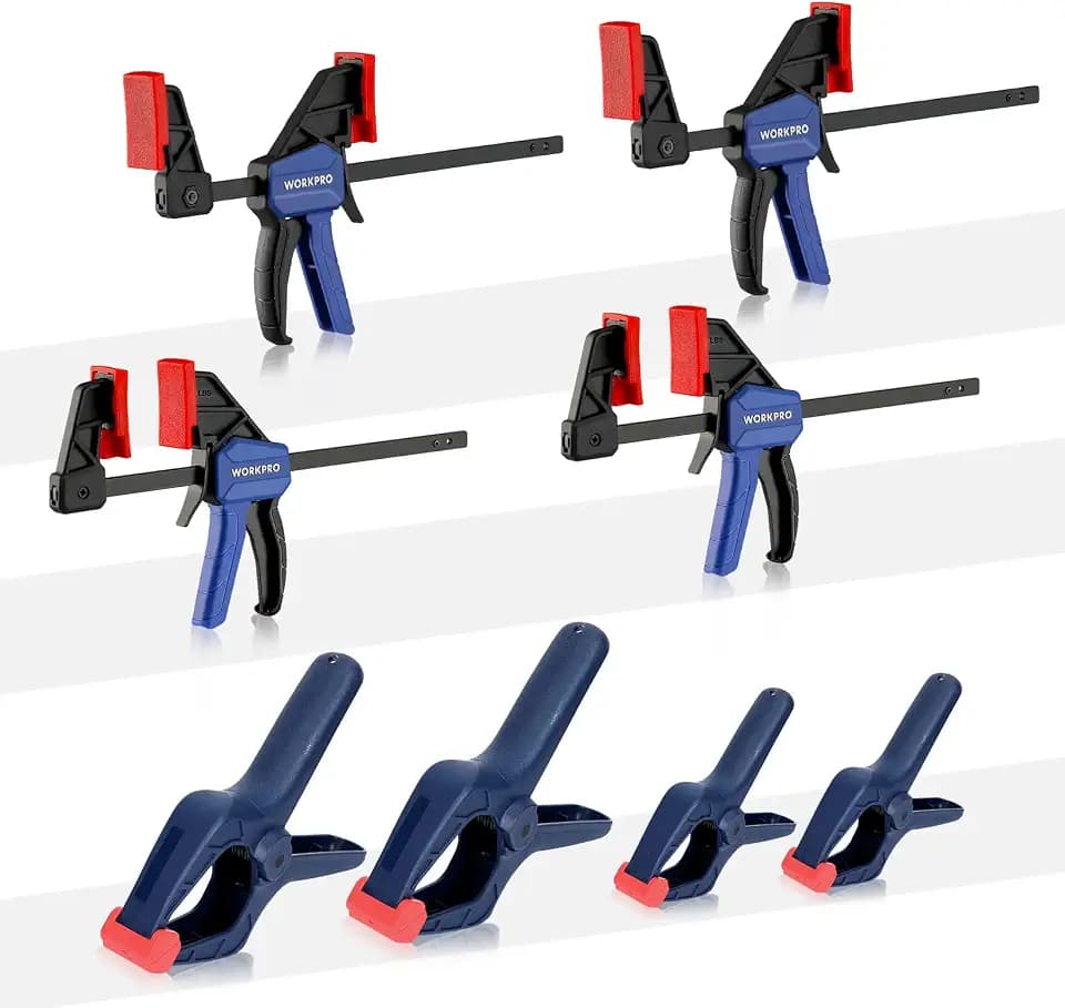 WORKPRO 8-Piece Bar Clamps, 4-Pack 4-1/2" Mini Bar Clamps & 4 Spring Clamps