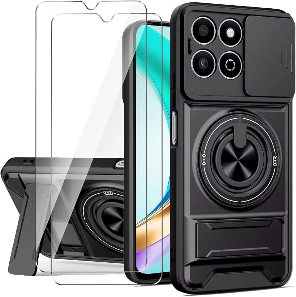Hülle für Honor X6b mit 2 x Displayschutzfolie-Schwarz