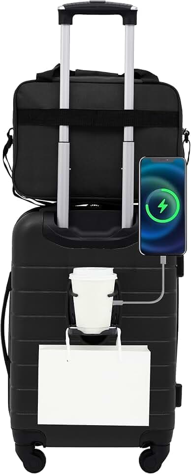 Wrangler Smart Spinner Hardside Luggage, 2 Piece Set, Black