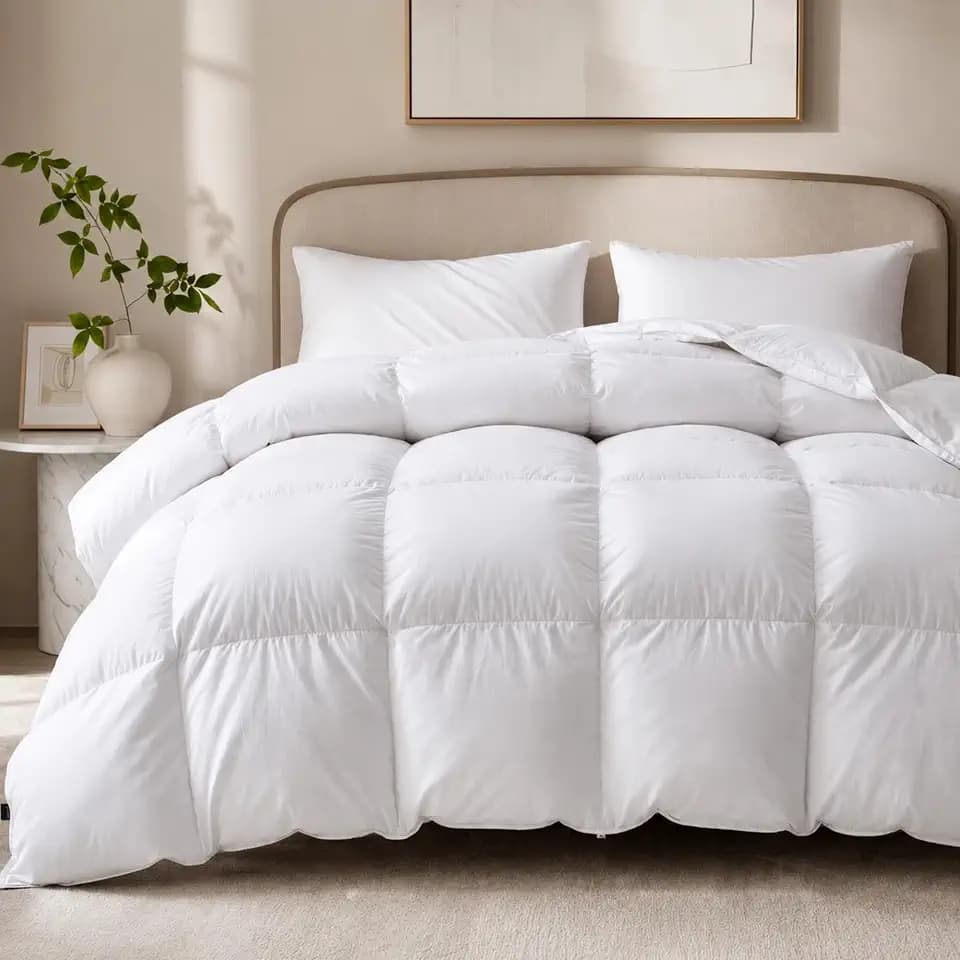 Maple&Stone Feather Down Fiber Comforter Queen, All Season Duvet Insert