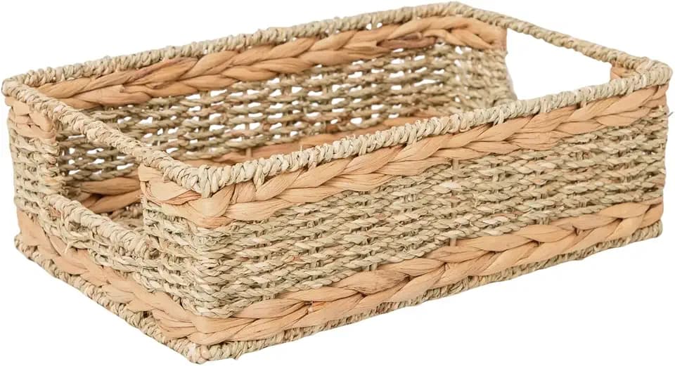 Small Water Hyacinth&Seagrass Storage Basket Organizer