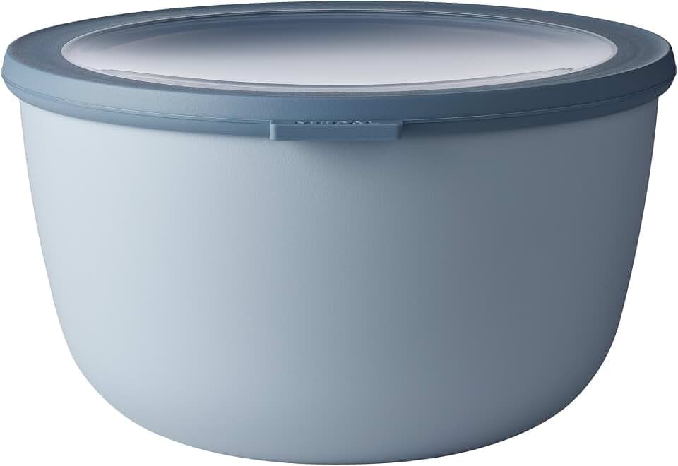 Mepal Multi Bowl Cirqula Round - Mikrowellen Geschir - Geeignet als Luftdichte Aufbewahrungsbox für den Kühlschrank, Mikrowellengeschirr & als Frischhaltedosen - 3000 ml - Nordic blue