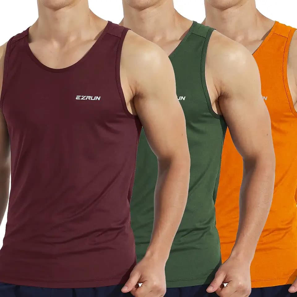 EZRUN Men's Quick Dry Tank Top UPF 50+ Workout Shirt for Gym & Running