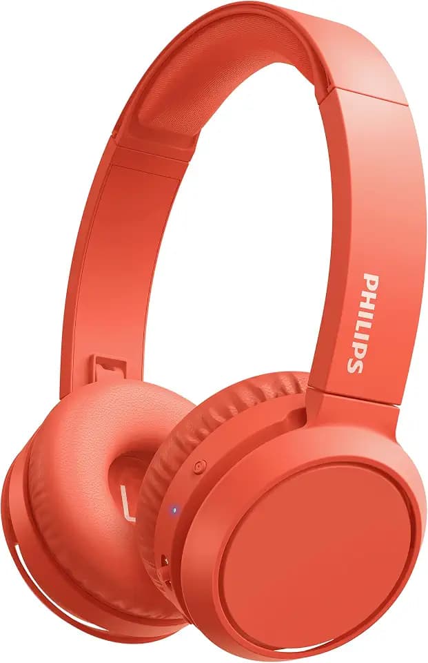 PHILIPS Audio TAH4205RD/00 On Ear Kopfhörer mit Bass Boost Taste (Bluetooth, 29 Stunden Wiedergabezeit, Schnellladefunktion, Geräuschisolierung, Zusammenklappbar), Rot
