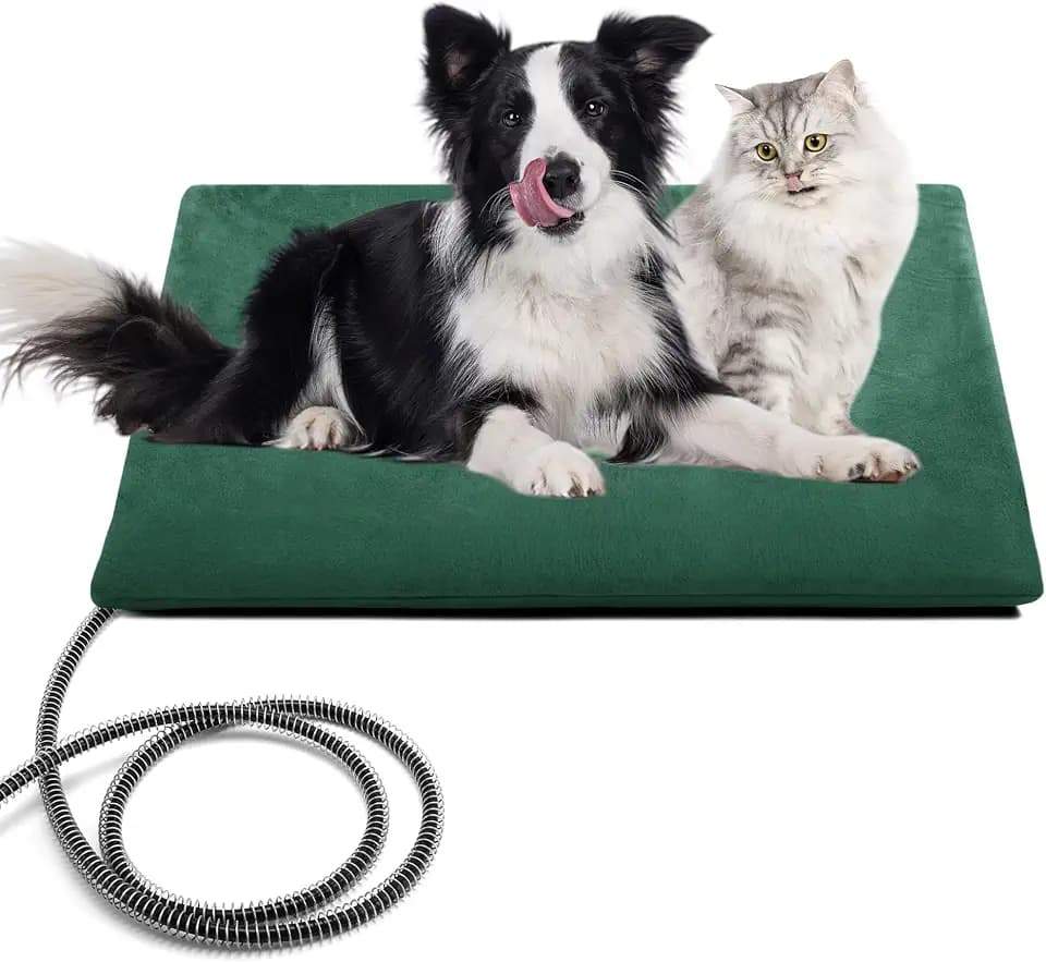 petnf Heizkissen für Haustiere im Freien, wasserdichtes elektrisches Heizkissen, automatische Temperaturregelung, bissfestes Kabel, ideal für Hundebetten, Katzenhäuser, Zwinger-Grün 40 * 70cm