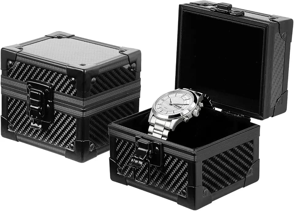 DOBEN Watch Box for Men Carbon Fiber Watch Case Gift Box for Collectors