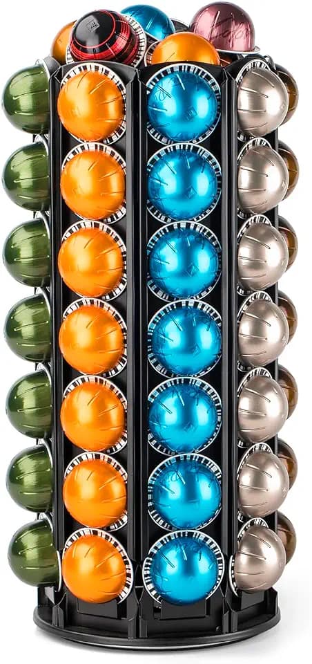 Bagoo Karussellhalter für Kaffeepads für Nespresso Vertuoline mit zentraler Aufbewahrung für zusätzliche Pods Nespresso Vertuo Pods (56+)