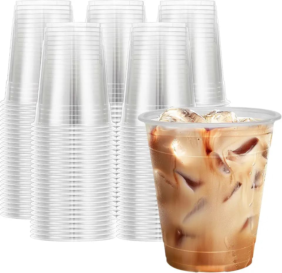 Clawsoff 12 oz Clear Plastic Cups 300 Count Disposable Iced Coffee Cups