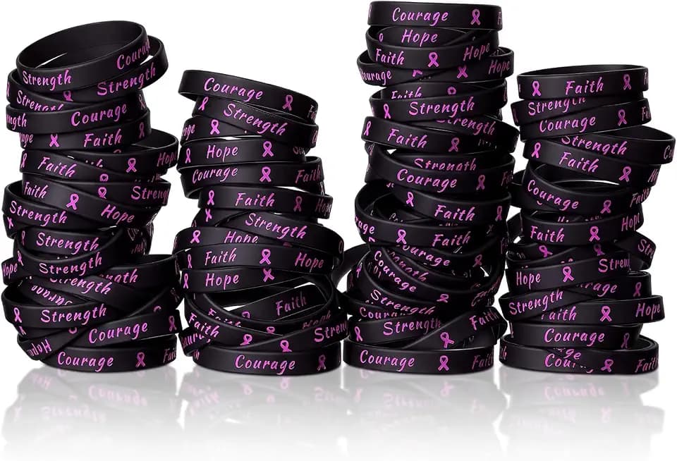Sratte Breast Cancer Awareness Pink Ribbon Bracelets Bulk