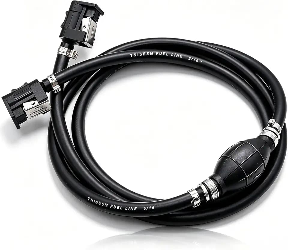 Tnisesm 5/16" 6FT Fuel Line Assembly, with Connector Rubber Marine Outboard Boat Motor RVs Fuel Assembly with Primer Bulb 304 Steel Hose Clamps