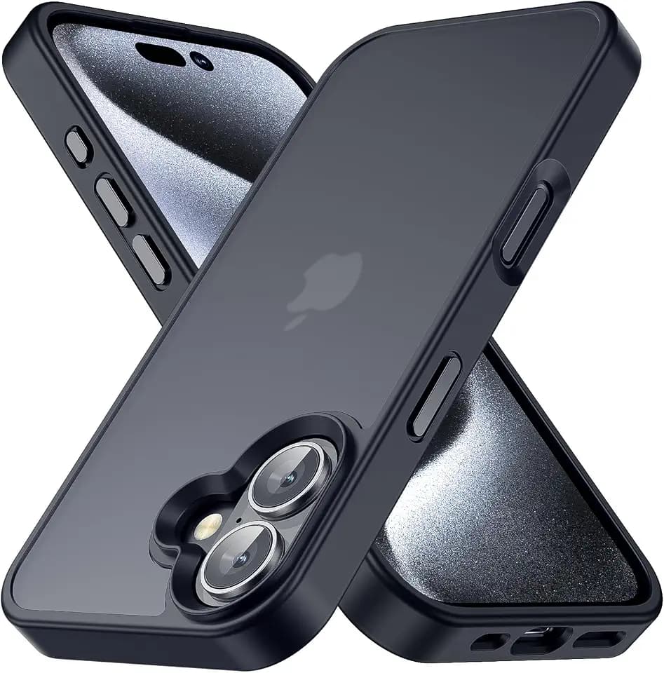 Yriklso for iPhone 16 Case, Shockproof for iPhone 16 Phone Case, Military Grade Drop Protection, Protective Hard Back Slim Cover, Black